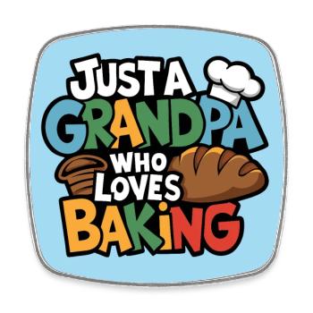 Papi est boulanger, notre papy aime cuisiner - Magnet carré - blanc - Devant