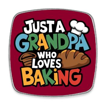 Grandpa is a baker, our grandpa likes to bake - Square fridge magnet - white - Front