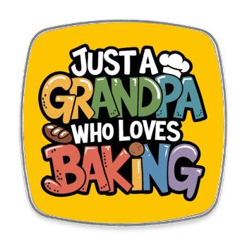 Papi est boulanger, notre grand-père fait du pain - Magnet carré - blanc - Devant