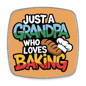 Grandpa is a baker, our grandpa likes to bake - Square fridge magnet - white - Front