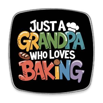 Papi est boulanger, notre papy aime cuisiner - Magnet carré - blanc - Devant