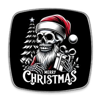 Crâne de Père Noël avec forfait - Magnet carré - blanc - Devant