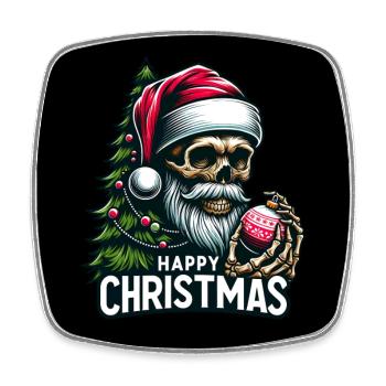 Santa Claus Skull with Christmas Ornament - Square fridge magnet - white - Front
