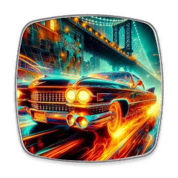 Vintage Electric Car - Square fridge magnet - white - Front