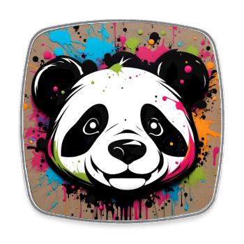 Portrait of a panda in graffiti - Square fridge magnet - white - Front