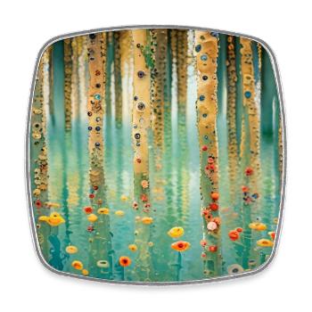 Abstrakter Wald aus Blumen und Reflexionen - Viereckiger Kühlschrankmagnet - Weiß - Vorne