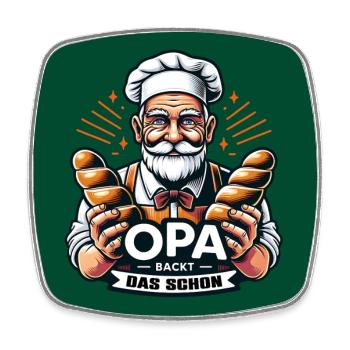 Opa backt das schon. Bäcker mit Broten - Viereckiger Kühlschrankmagnet - Weiß - Vorne