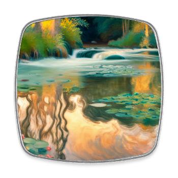 Impressionism River - Square fridge magnet - white - Front
