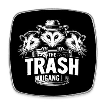 Trash Gang drei Opossums schauen aus der Mülltonne - Viereckiger Kühlschrankmagnet - Weiß - Vorne