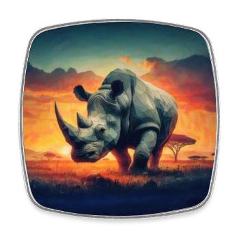 Safari au coucher du soleil sur les rhinocéros - Magnet carré - blanc - Devant