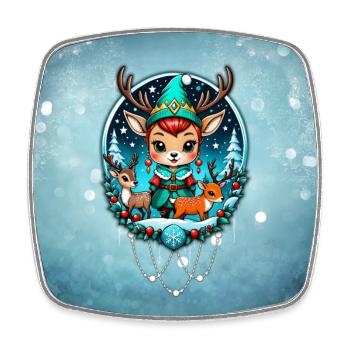 A cute reindeer elf style - Square fridge magnet - white - Front