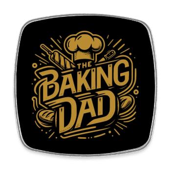 backender Papa - Vater ist Bäcker und backt Brot - Viereckiger Kühlschrankmagnet - Weiß - Vorne
