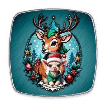 Cheerful and cozy Christmas illustration - Square fridge magnet - white - Front