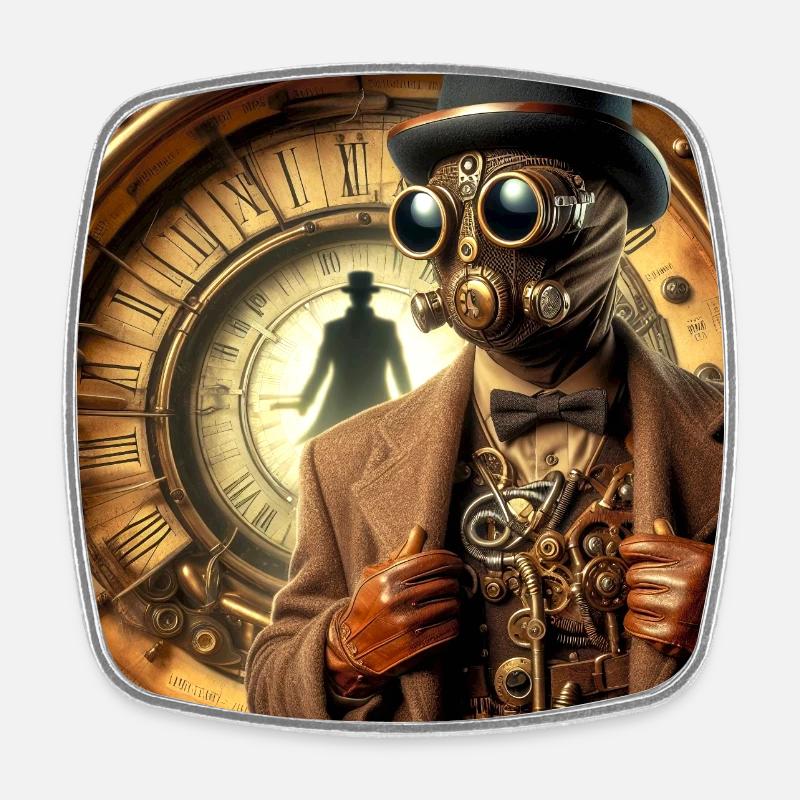Sherlock Holmes Steampunk - Viereckiger Kühlschrankmagnet - Weiß