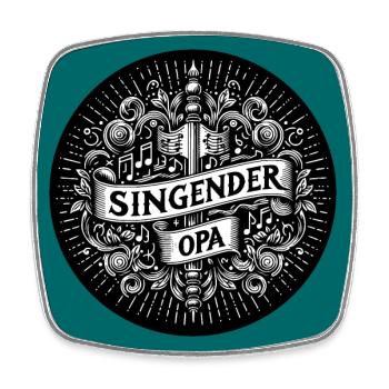 Singender Opa - Großvater ist im Chor Gesangverein - Viereckiger Kühlschrankmagnet - Weiß - Vorne