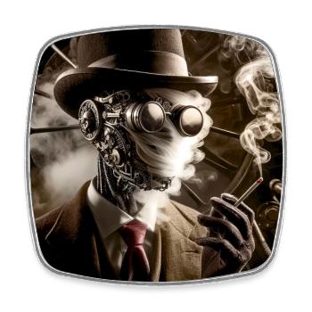 Homme Invisible Steampunk - Magnet carré - blanc - Devant