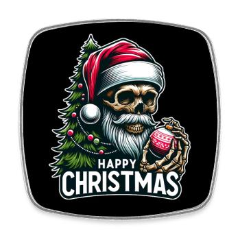 Christmas Skull with Christmas Baubles - Square fridge magnet - white - Front