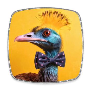 Oiseau bleu avec un noeud papillon - Magnet carré - blanc - Devant