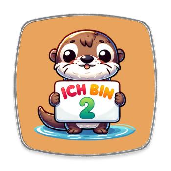 Ich bin 2 Jahre zweiter Geburtstag - kleiner Otter - Viereckiger Kühlschrankmagnet - Weiß - Vorne
