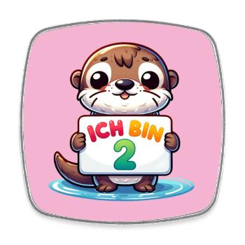 Ich bin 2 Jahre zweiter Geburtstag - Viereckiger Kühlschrankmagnet - Weiß - Vorne
