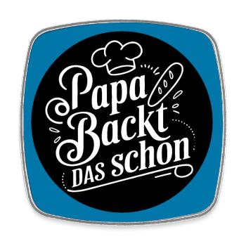 Papa backt das schon - lustiger Papa Backspruch - Viereckiger Kühlschrankmagnet - Weiß - Vorne