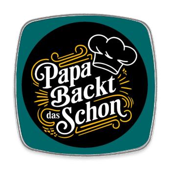 Papa backt das schon - lustiger Papa Backspruch - Viereckiger Kühlschrankmagnet - Weiß - Vorne