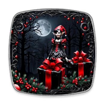 Niedlicher Gothic Weihnachtself. - Viereckiger Kühlschrankmagnet - Weiß - Vorne
