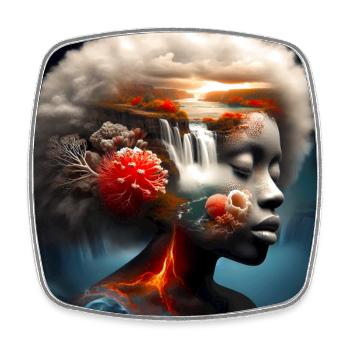 Surrealist Face - Square fridge magnet - white - Front