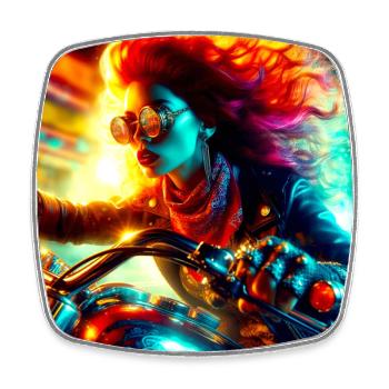 Cyberpunk Moto - Square fridge magnet - white - Front