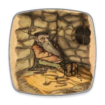 Weihnachtself Selbstgezeichnete nordische Mythologie - Viereckiger Kühlschrankmagnet - Weiß - Vorne