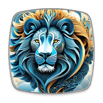Abstract Portrait of a Lion in the Clouds - Square fridge magnet - white - Front