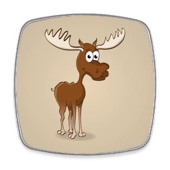 Cartoon style image of a cheerful moose - Square fridge magnet - white - Front
