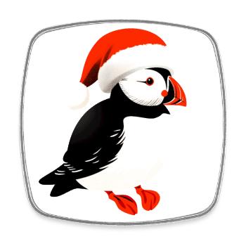 Weihnachtspuffin - Viereckiger Kühlschrankmagnet - Weiß - Vorne