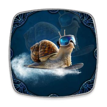 Plus cool que le reste, l’escargot de snowboard. - Magnet carré - blanc - Devant