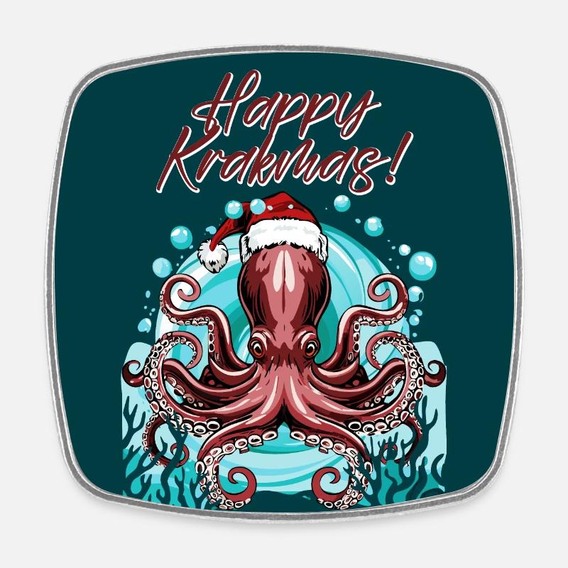Happy Krakmas! - Square fridge magnet - white
