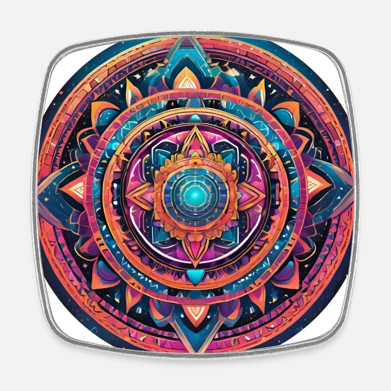 mandala - Square fridge magnet - white
