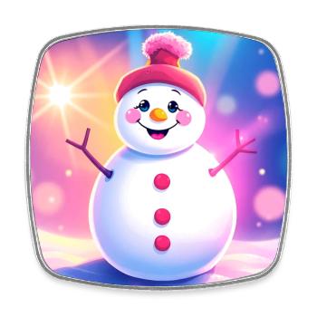 Mignon bonhomme de neige - Magnet carré - blanc - Devant