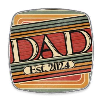 Dad Est. 2024 Retro Design - Viereckiger Kühlschrankmagnet - Weiß - Vorne