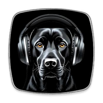 Labrador with Headphones Art Motif - Square fridge magnet - white - Front