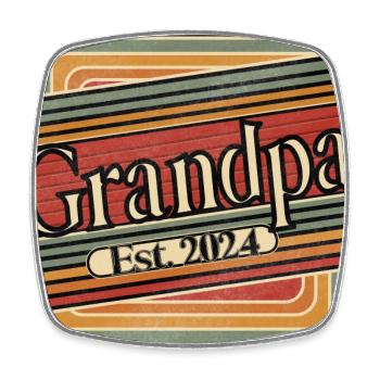 Opa Est. 2024 – Retro Geschenk für Großväter - Viereckiger Kühlschrankmagnet - Weiß - Vorne