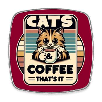 Katze und Kaffee ist alles was ich brauche - Viereckiger Kühlschrankmagnet - Weiß - Vorne