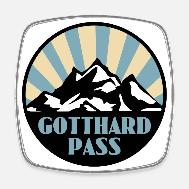 Col du Saint-Gothard - Magnet carré - blanc