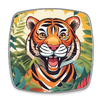 Lebendiger Dschungeltiger Illustration - Viereckiger Kühlschrankmagnet - Weiß - Vorne