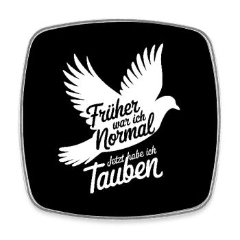 Brieftauben Taubensilhouette lustiger Taubenspruch - Viereckiger Kühlschrankmagnet - Weiß - Vorne
