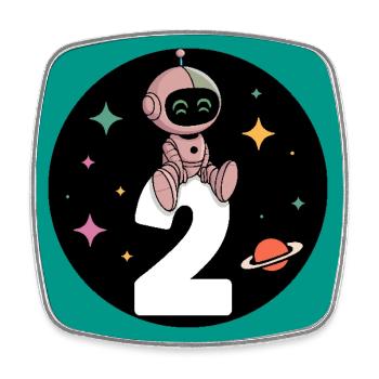 I'm 2 years second birthday astronaut - Square fridge magnet - white - Front