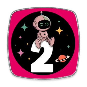 I'm 2 years second birthday astronaut - Square fridge magnet - white - Front