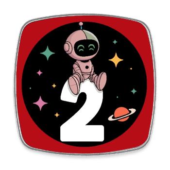 I'm 2 years second birthday astronaut - Square fridge magnet - white - Front
