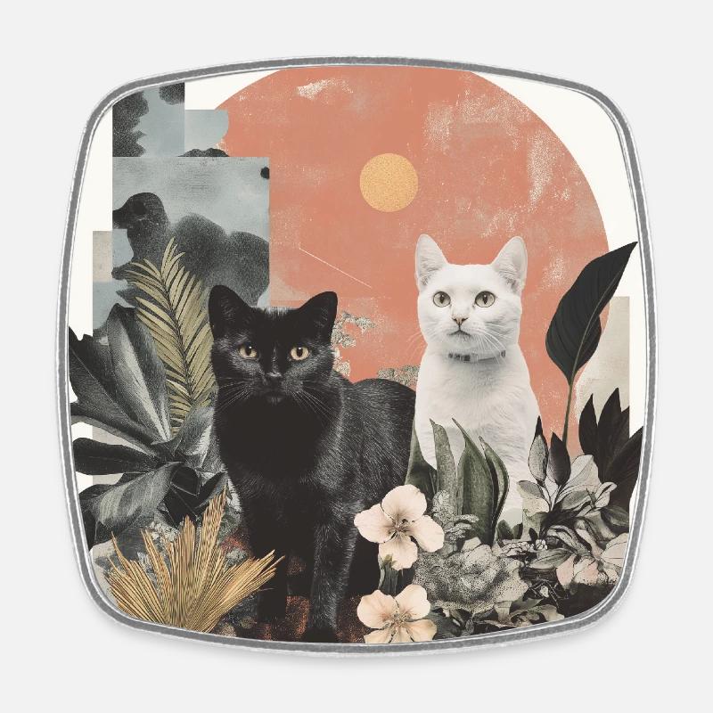 cats collage - Square fridge magnet - white