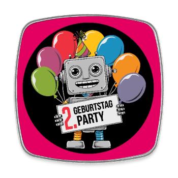 Ich bin 2 Jahre zweiter Geburtstag Roboter - Viereckiger Kühlschrankmagnet - Weiß - Vorne