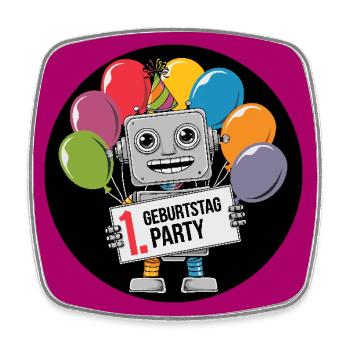 Ich bin 1 Jahr erster Geburtstag mit Roboter - Viereckiger Kühlschrankmagnet - Weiß - Vorne